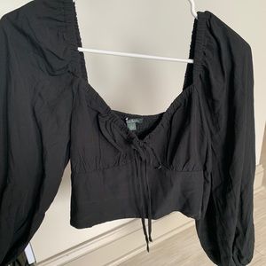 Black long sleeve cropped blouse